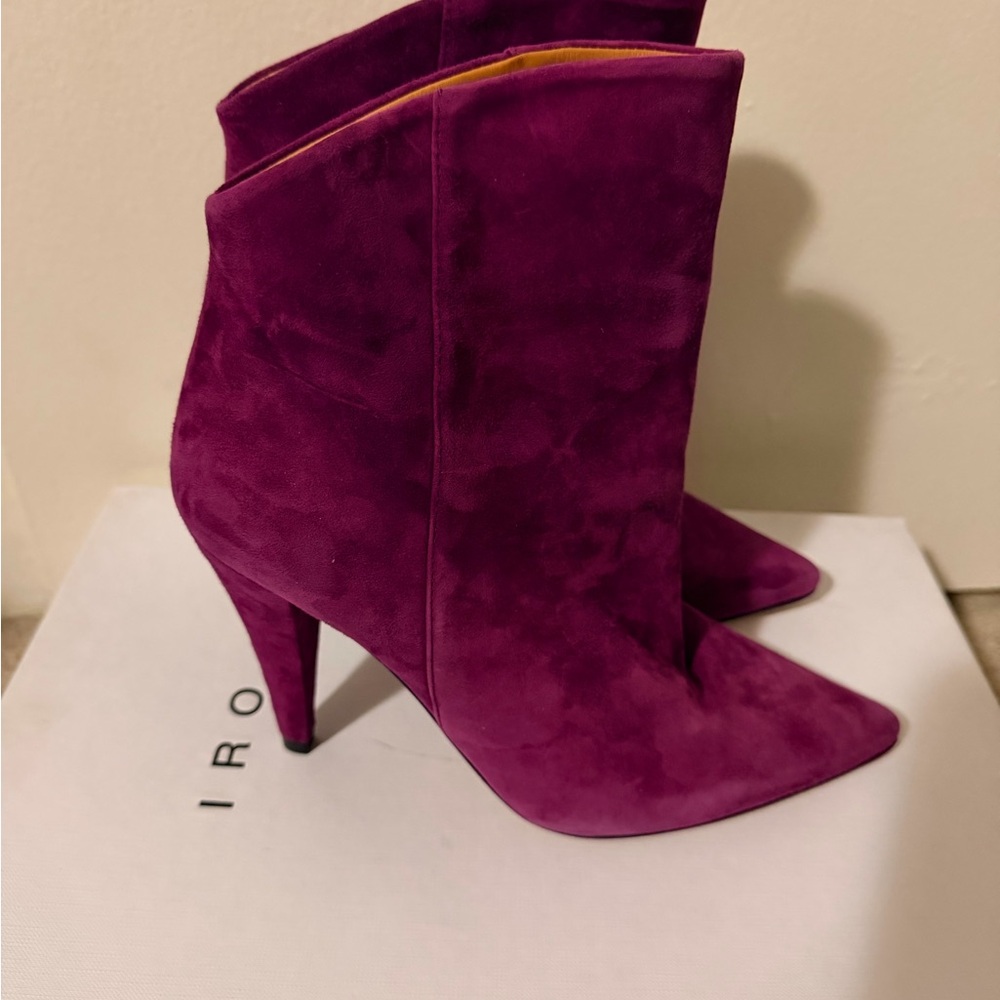 NEW IRO Fuchsia Suede Heeled Boots